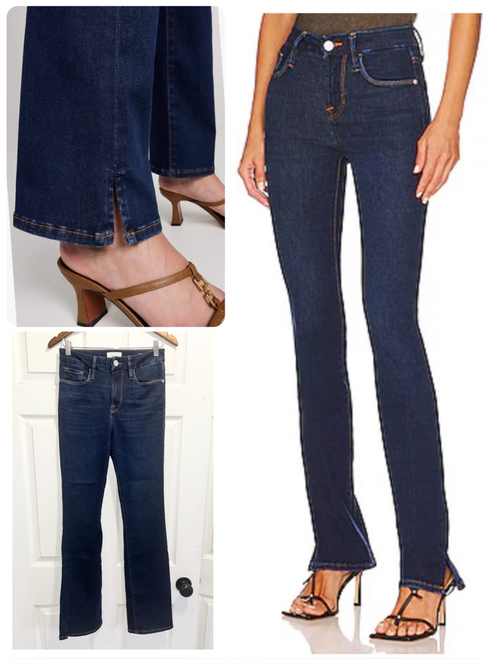 Frame LE Mini Boot Cut Jeans Split Hem Claremore Slit Dark Wash Denim size 28
